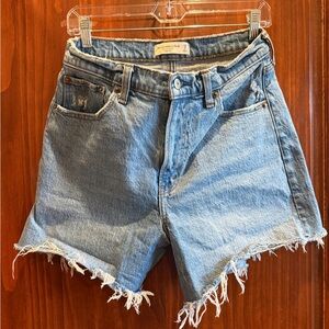 Abercrombie & Fitch Light Wash Frayed Denim Cutoff Shorts
